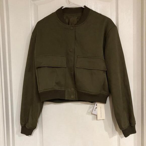 Commense Women's Bomber Jacket Button Up Long‎ Sleeve Double Pockets Green Small - Picture 1 of 8